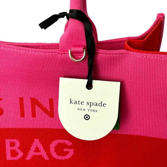NWT Colorblock Knit Tote - kate spade new york x Target - IT'S IN THE BAG red/pk - Picture 4 of 15